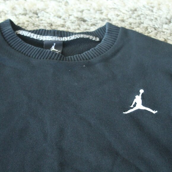 Air Jordan Black Cotton Poly Crew Neck Pullover Sweater Men's Size Medium - Picture 2 of 5
